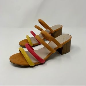 Cato Multi Color Strap Slide On Heel Sandals Shoes Women Size 7 M Vacation Party